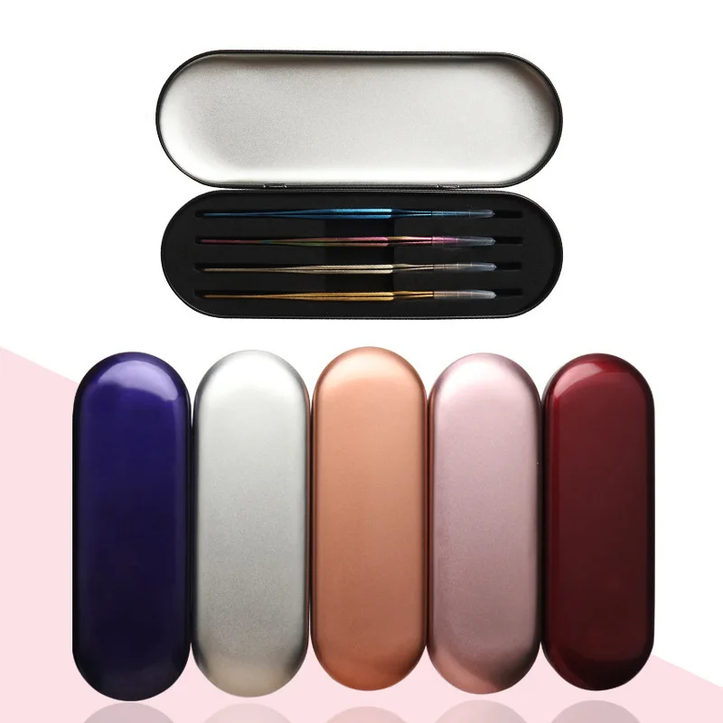 Exquisite Tinplate Protection stainless steel Storage Box Eyelash Tweezers Box Eyelash Extension Beauty Women Makeup Tools