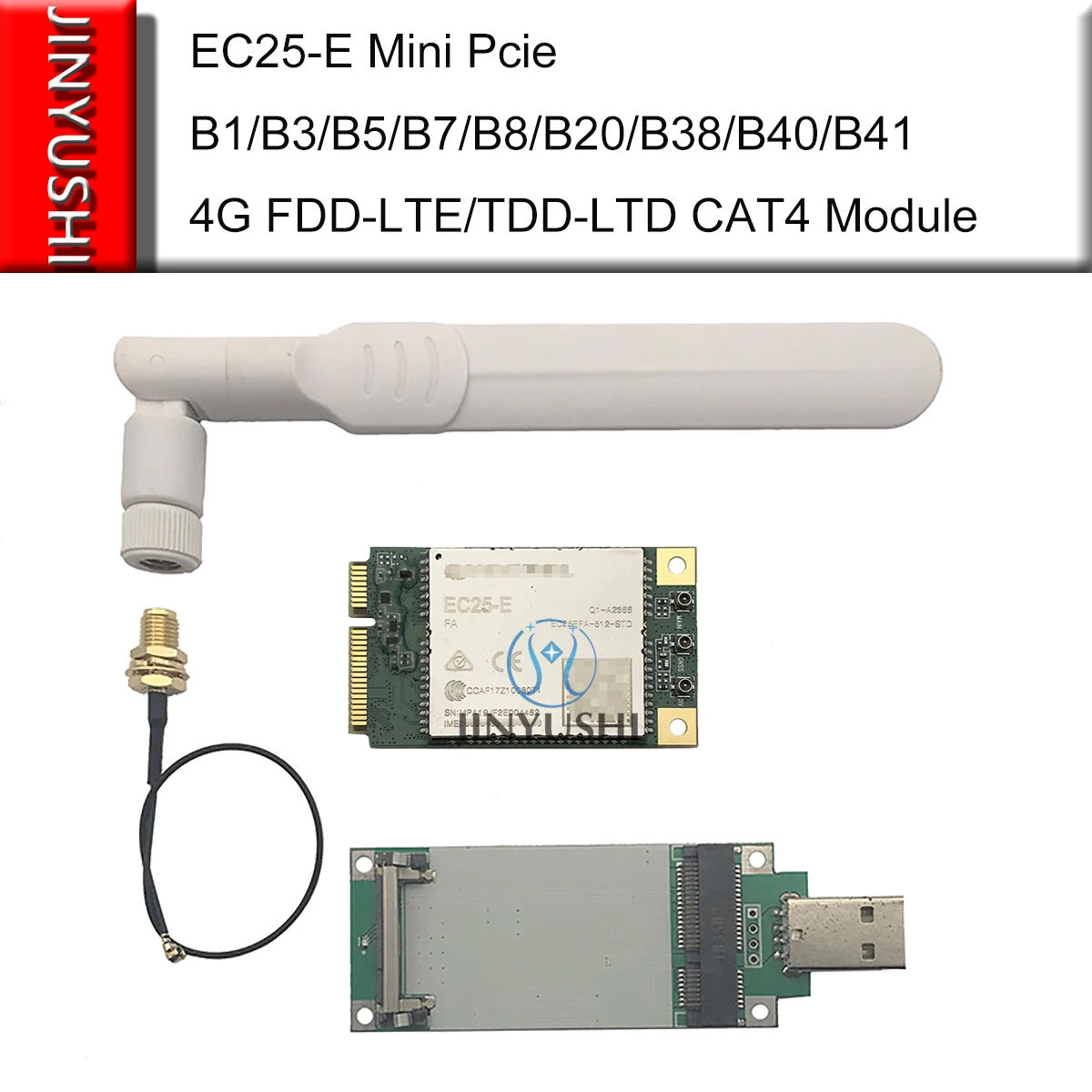 JINYUSHI for EC25 EC25-E Mini Pcie+IPEX SMA pigtail+5dbi antenna B1/B3/B5/B7/B8/B20/B38/B40/B41 4G FDD/TDD-LTE CAT4 Module