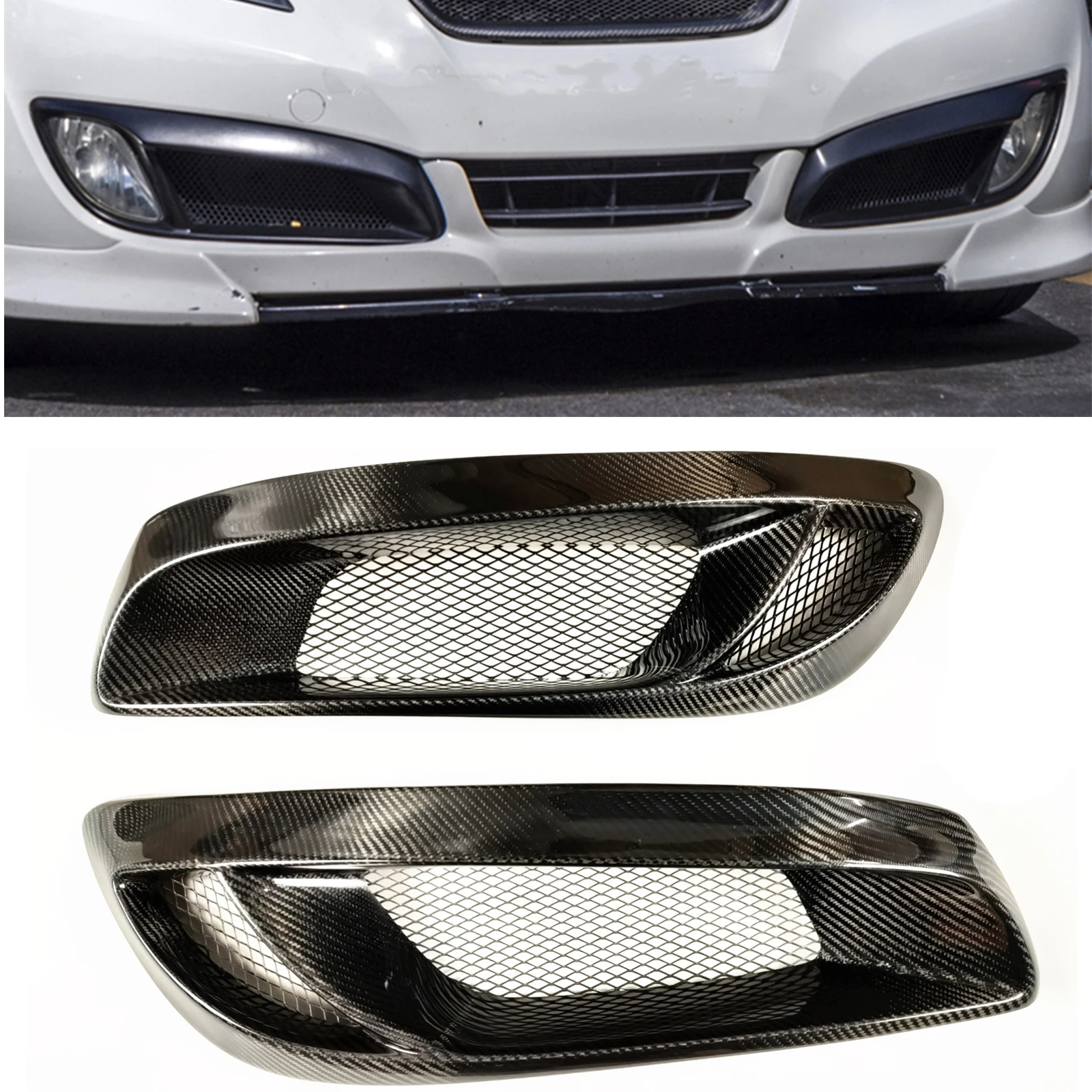 

Front Bumper Side Air Vent Intake Frame Grill For Hyundai Genesis Coupe 2008-2012 Carbon Fiber Fog Light Lamp Cover Hood Grille