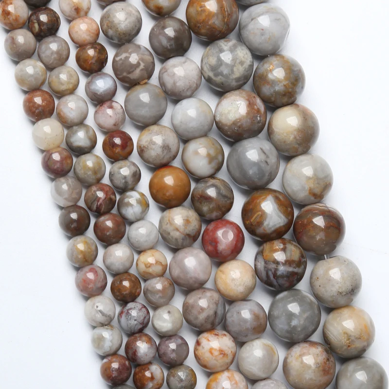 Natural Gebi Dune Agates Beads Round Stone Loose Beads For Jewelry Making DIY Bracelet Charm Accessories 6mm 8mm 10mm 15