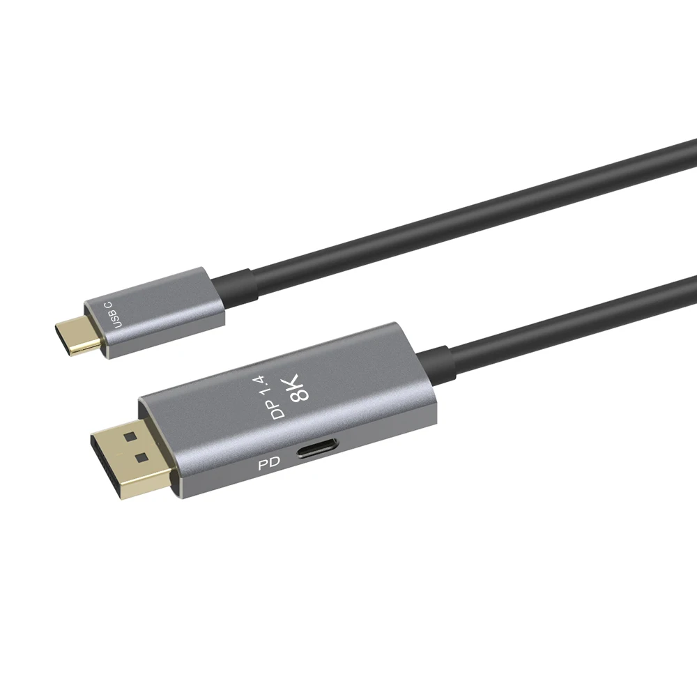 USB C DisplayPort 1.4 with 8k Speed Adapter Cable Dual Mode Type C to DP 8K@60Hz 4K@144Hz with PD