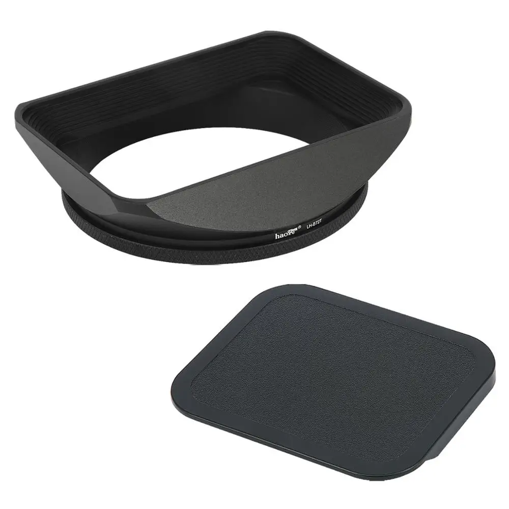 Haoge 72mm Square Metal Lens Hood with Cap for 72mm Canon Nikon Leica Zeiss Nikkor Fuji Lens and 72mm Filter Thread Lens