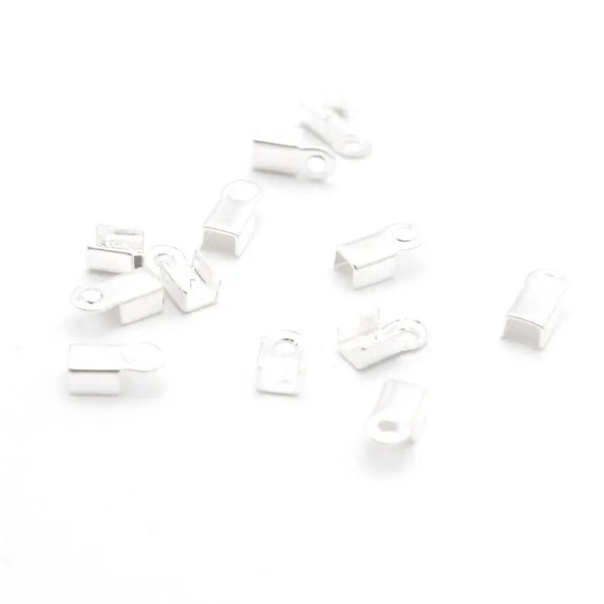 Jewelry Findings Diy 6*3mm Small Cord End Tip Fold Over Clasp Crimp Bead Connector DIY Jewelry Making