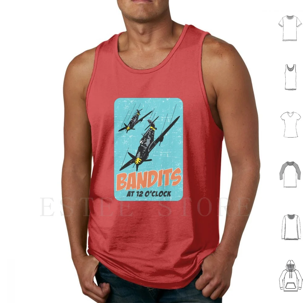 Bf-109 Bandits At 12 O Clock-Grunge Style Tank Tops Vest Cotton Pzd Pzd501 P 40 Curtiss Curtiss Wright Flying Tigers Avg