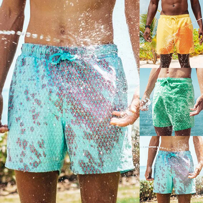 Short magique à couleurs changeantes pour hommes, maillot de bain d\'été à décoloration, séchage rapide, pour la plage