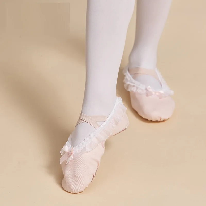 أحذية الرقص الفتيات مع قماش ناعم والجلود وحيد ، شبشب الرقص ، جميل حذاء راقصة البالية ، أحذية راقصة باليه ، أحذية بوانت الاطفال