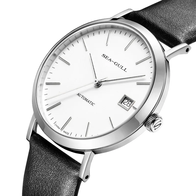 Seagull-reloj mecánico clásico para hombre y mujer, pulsera de cuero resistente al agua de 30 M, con cristal de zafiro, ST2130, 5113L