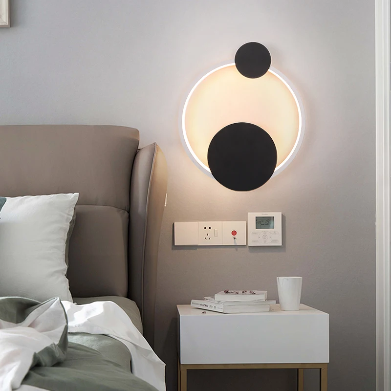 Lámparas LED de pared modernas, iluminación interior blanca/dorada con negra para pasillo, dormitorio, estudio, sala de estar, accesorios de iluminación, entrada de 90-260V