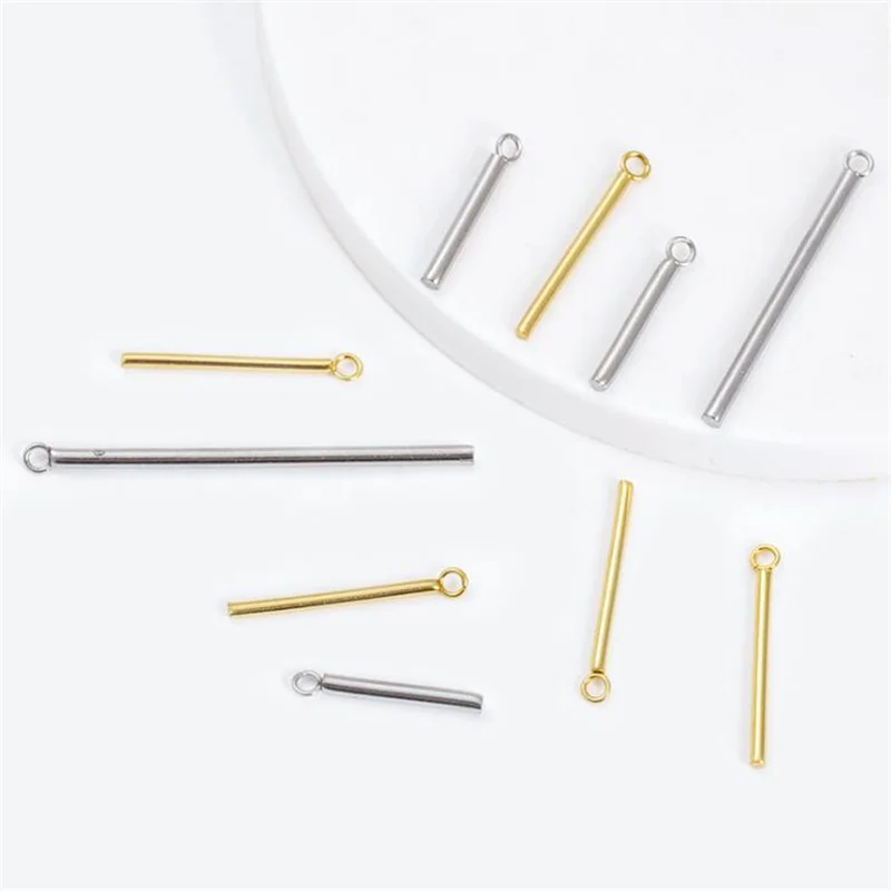 20pcs 10mm 20mm 40mm  Long Metal Bar Stainless Steel Bar Stick Pendants CharmsNecklace DIY Pendant for Earrings Jewelry Making