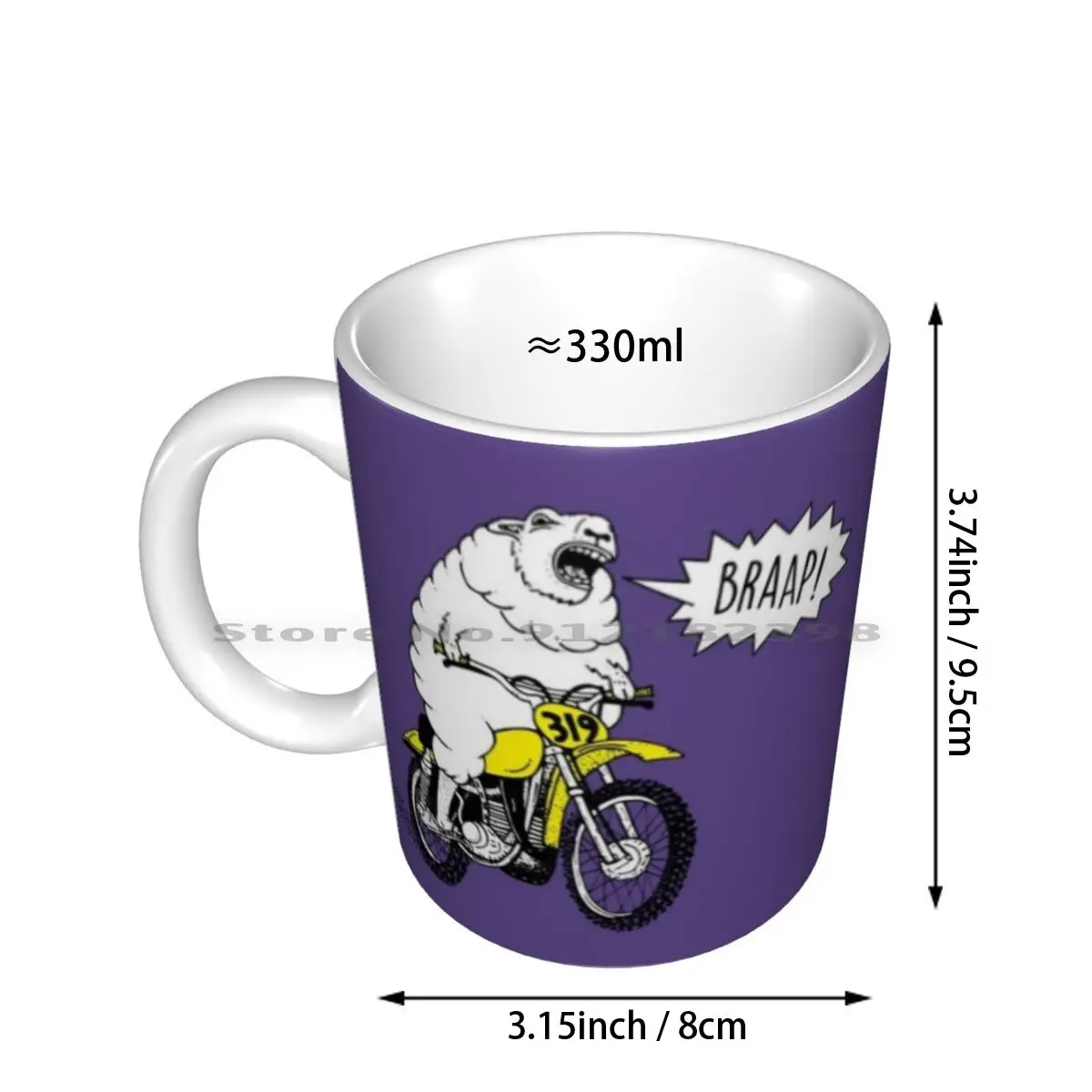 Braap Motocross Funny Dirtbike Comic Motorcycle T-Shirt Ceramic Mugs Coffee Cups Milk Tea Mug Vintage Motocross Motorcycle