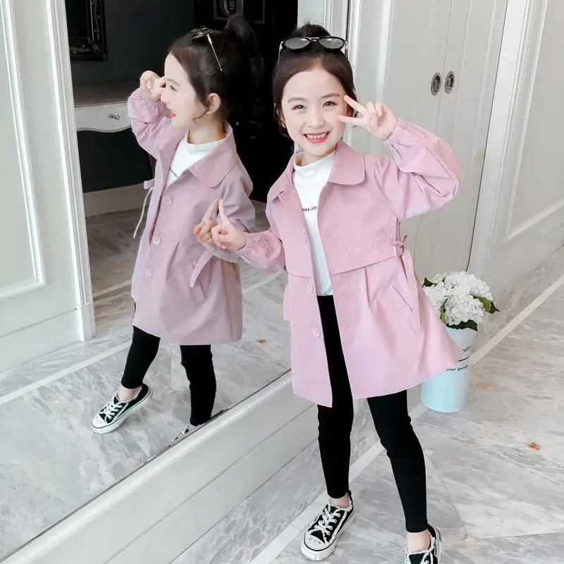 Baby Girl Boy Spring Autumn Pure color trench coat Coats Jackets Fashion Cartoon Jacket Kids Children Overwear Clothes