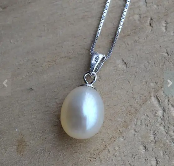 

New Favorte Wedding Pearl Necklace White Color Real Freshwater Pearls S925 Sterling Silver Pendant Necklace Charming Girl Gift