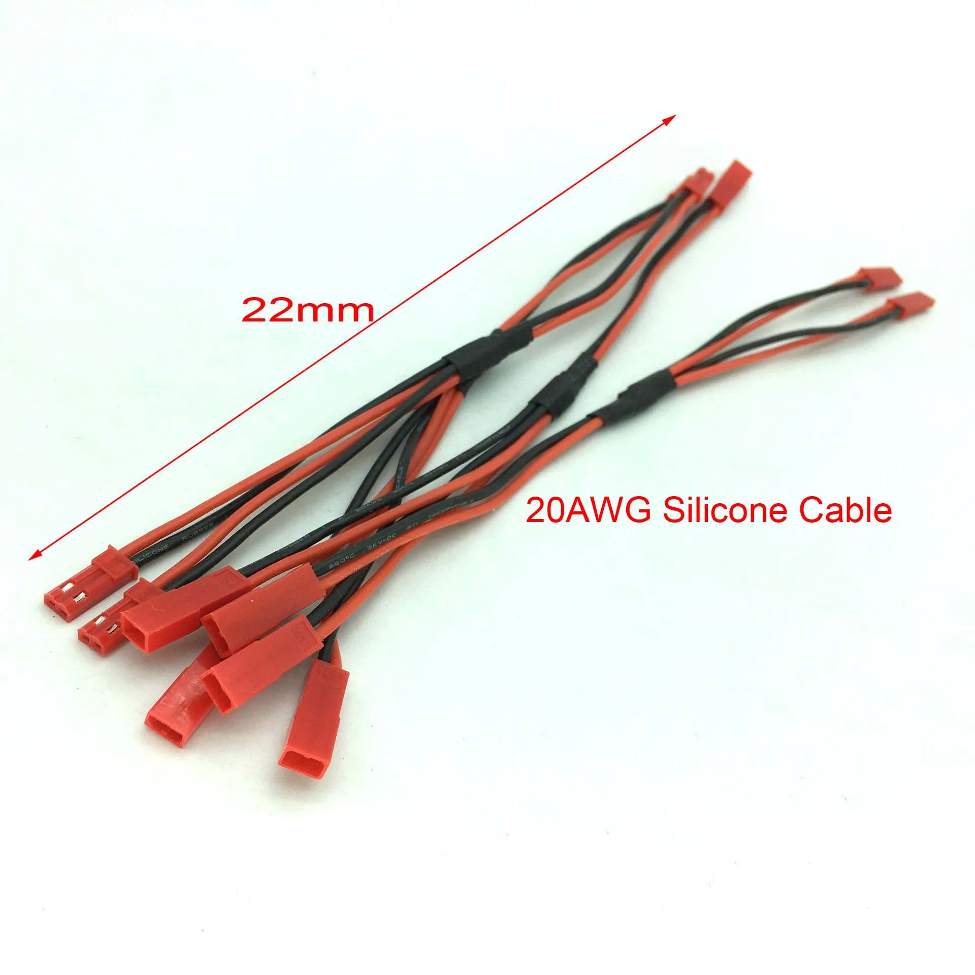 50PCS 10PCS 2pcs RC Lipo Battery Cable Male & Female 1:2 Y Splitter 20AWG JST Silicone Cable Connector