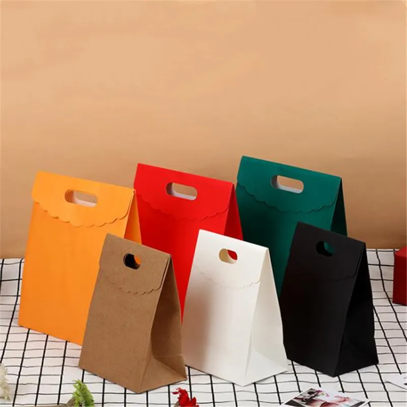 Japanese Style Flip Lid Kraft Paper Bag, Party Favor Bags for Jewelry, Envelope Gift Bags, Candy Cookie Package Bag with Handle