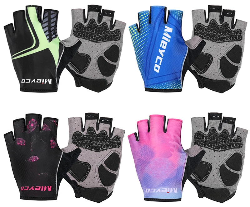Radfahren Anti-slip Halbe Finger Handschuhe MTB Fahrrad Handschuhe Pad Männer Frauen Atmungsaktive Anti-shock Sport Handschuhe – Detail 2