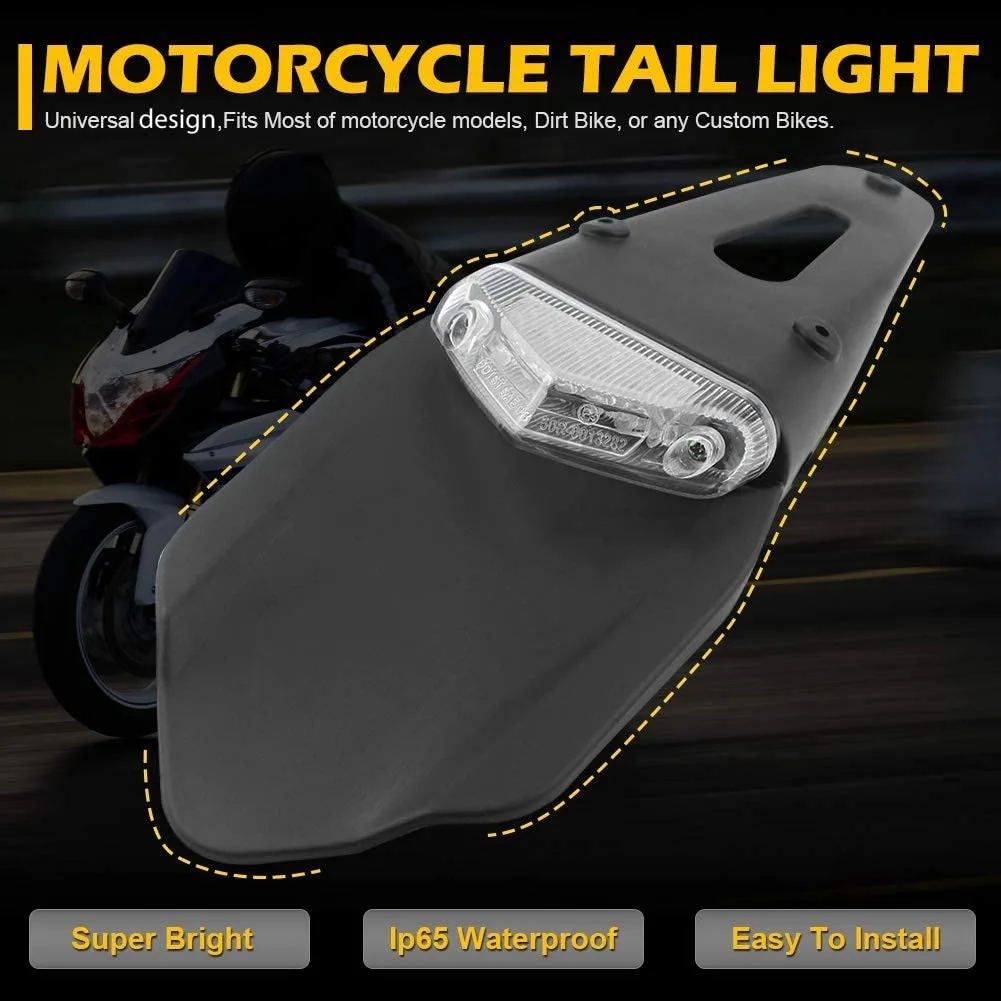 Motorcycle Tail LED Light Rear Fender Dirt Bike 12V Taillight Brake Stop License Plate Lamp For Trail Supermoto Motocross Enduro