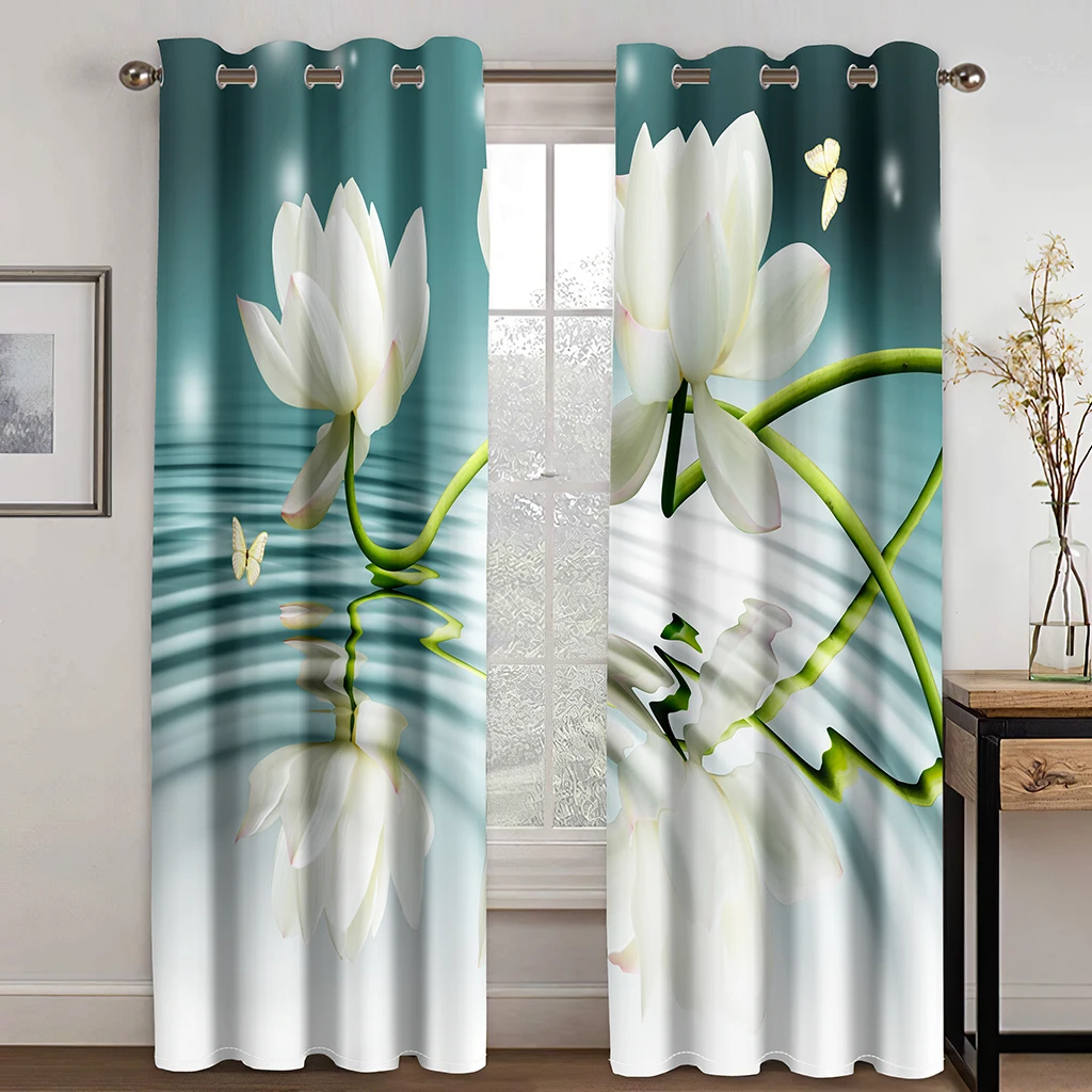 

Custom white flower curtains 3D Curtains set For Bed room Living room Office Hotel Home Drapes Cortinas