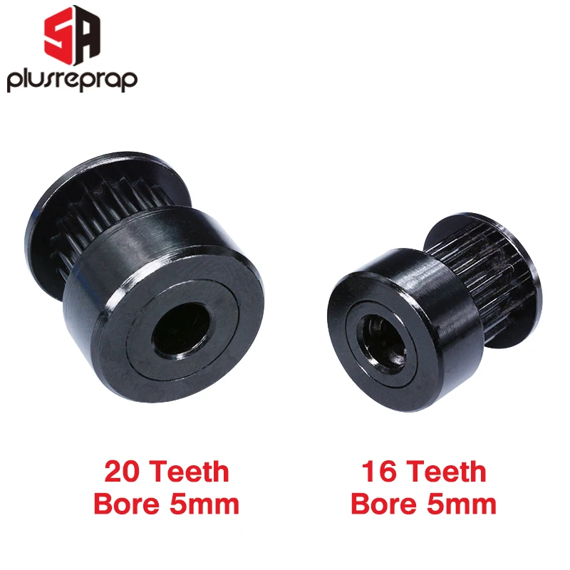 2/5 PCS GT2 16/20 Teeth Black Timing Pulley Bore 5mm Shaft Alumium Pulley for 6mm Belt 3D Printer Parts