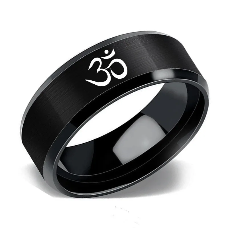 8MM Arabic Islamic Muslim Religious Ring Stainless Steel Allah Prayer Rings For Man and Woman Jewelry Gift Party
