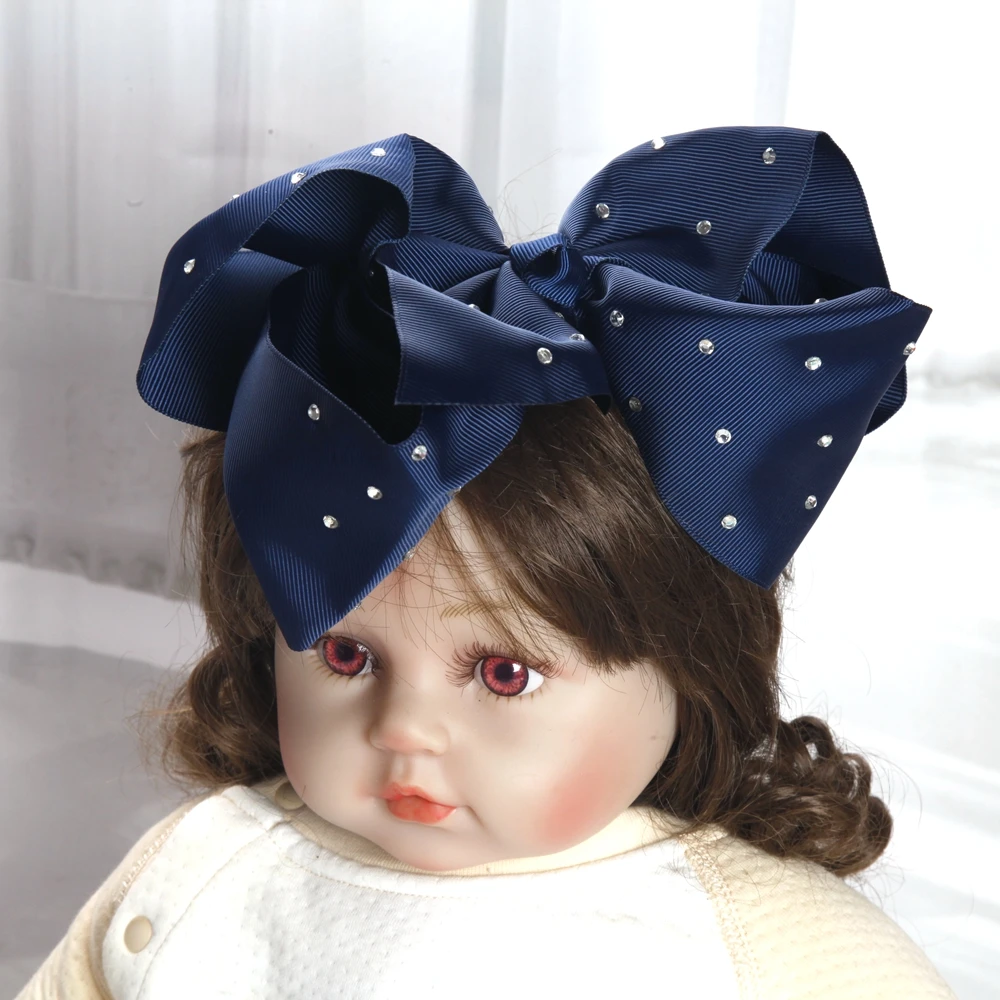 8 Zoll Große Haarschleifen für Babymädchen und Kinder, Weiche Schleifen mit Strass-Knoten, Haarbänder, Baby-Haaraccessoires, Kinder-Kopfschmuck – Detail 16