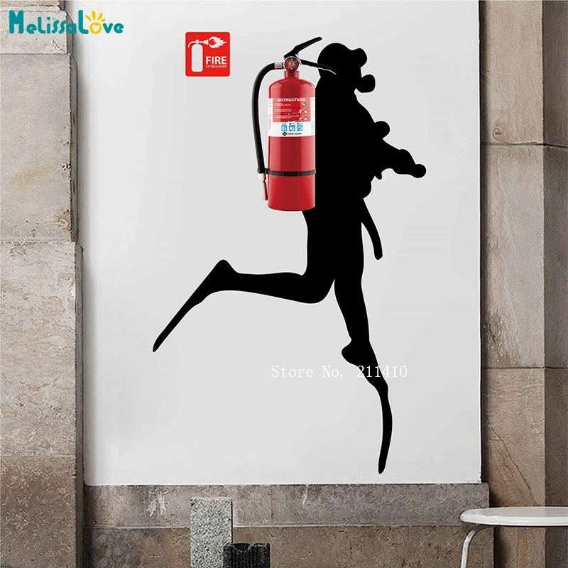 Scuba Diver Wall Sticker estintore Deep Dive Silhouette decalcomanie regalo in vinile Down Diving Happy Office murales YT5176