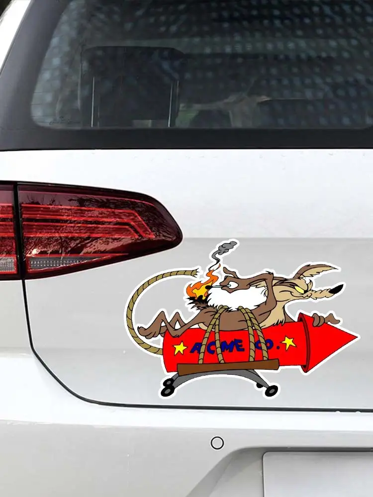 S50408# Various Sizes Personality PVC Decal Wile Coyote ACME Rocket Waterproof Car Sticker on Motorcycle Laptop Decorative