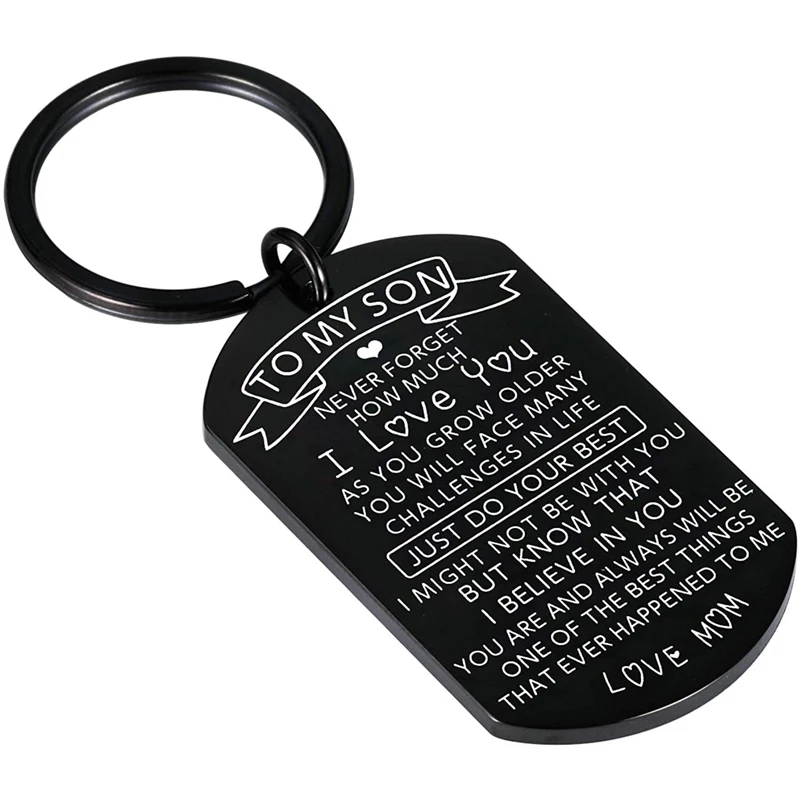 Son Gifts from Mom To My Son I Love You Keychain Gift for Him Boys Men Inspirational Keyring Present for Back To School Birthday
