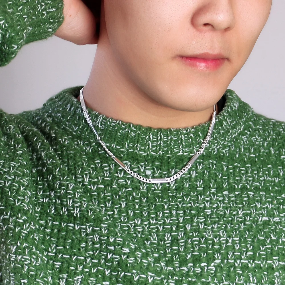 

Unisex Punk 925 Sterling Silver Cuban Chain Necklace Simple Personality Choker Jewelry Ideal Vacation Gift for Men & Women