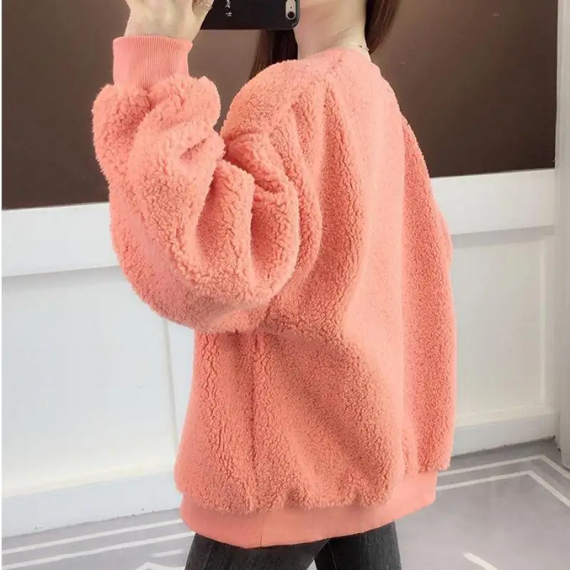 Inverno Coreano Mulheres Hoody Camisola Harajuku Bordado Letras Porque Vermelho O-pescoço Solto Mangas Compridas Moda Pullover Feminino