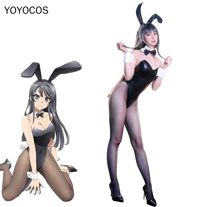 YOYOCOS Sakurajima เชียงใหม่อะนิเมะชุดคอสเพลย์กระต่ายสาวคอสเพลย์สีดำเซ็กซี่ Catsuit งานปาร์ตี้ฮาโลวีนเสื้อผ้าสาวน่ารักชุด