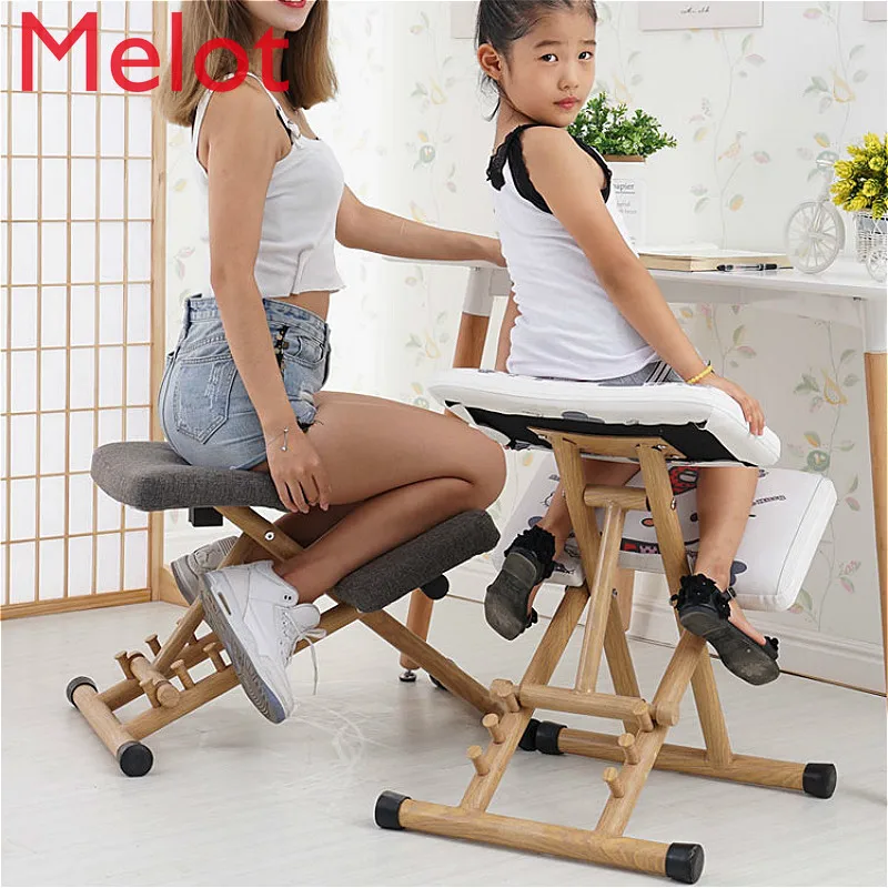 

Wooden Posture Stool Ergonomic Kneeling Chair for Kids Adult Home/Office with Thick Foam Cushions Relieve Back Pressure