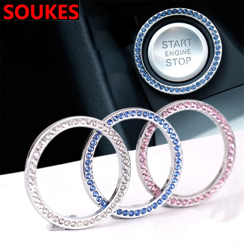 Diamond Car Key Start Button Decorative Ring For Alfa Romeo 159 Kia Ceed Rio Cerato Sportage Subaru Foreste Impreza Saab