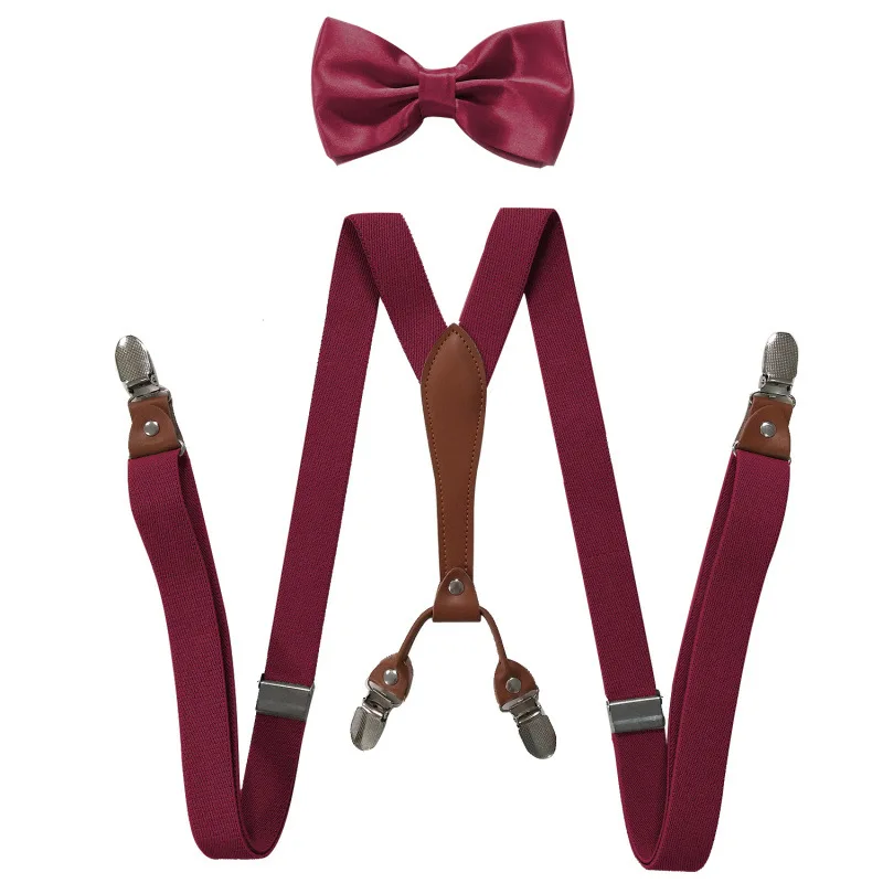 Man 'S Suspenders กับ Bow Tie 3วงเล็บคลิปชุดชาย Vintage Casual Suspensorio กางเกงสายคล้องของขวัญเด็ก Suspenders