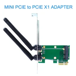 Wireless Wifi network card Mini PCIE full / half size to PCI-E 1X 4X desktop adapter 2 antennas computer