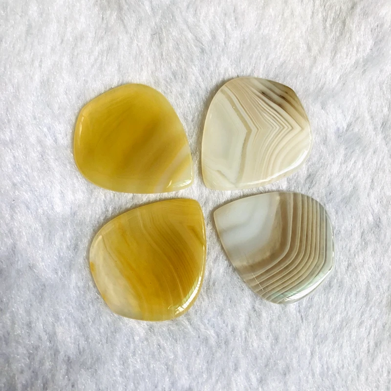 2pcs/lot Natural Strip Agates Stone Guitar Picks Bead,Gem Stone Crystal Bead Guitar Finger Picks