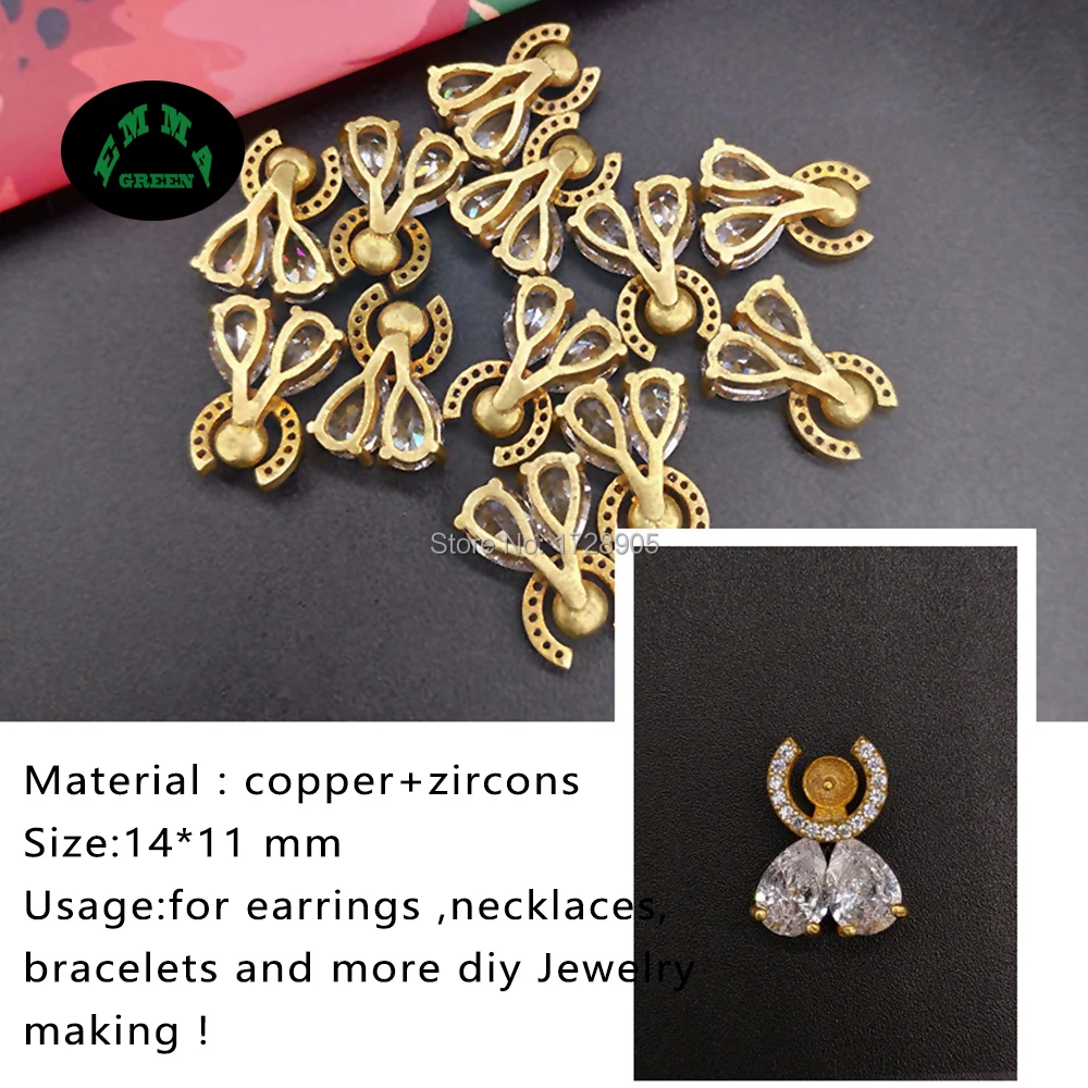 Zircons Charm Pendants for jewelry making Gold Zircon Button 100pcs Snowflake Crystal Zircon Embellishment Accessories for women