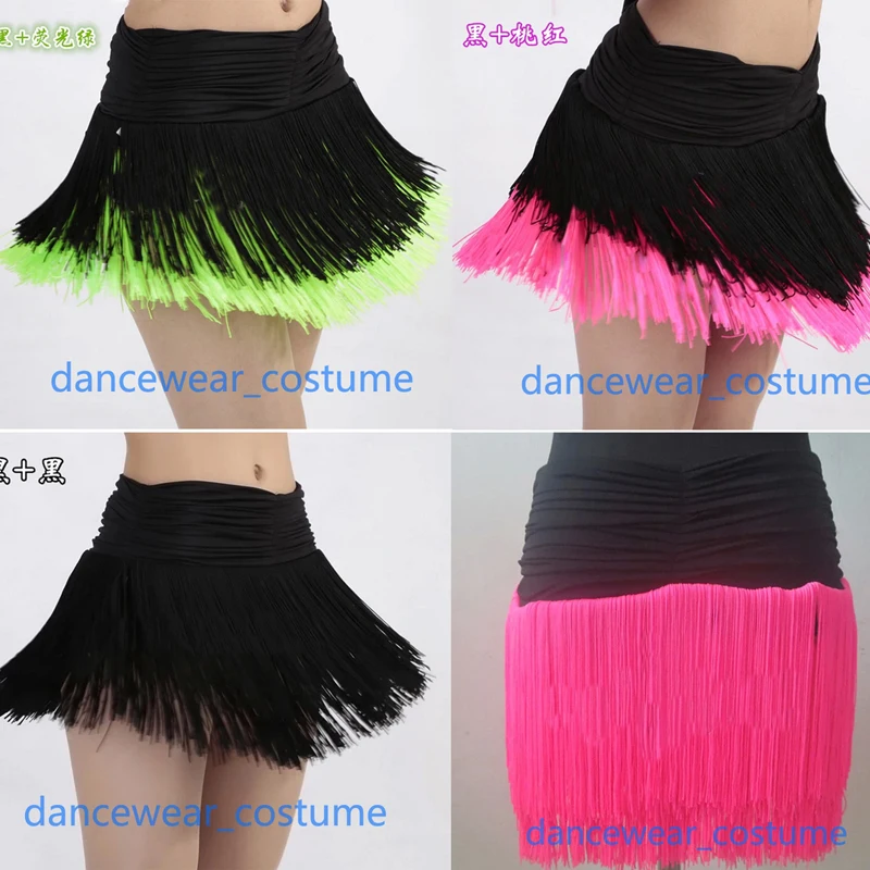 Ladies Prom Party Ballroom Latin Tango Salsa Dance Dress Fringe Tassels Skirt Women Samba Practice Dance Dress Skirt 3Colors