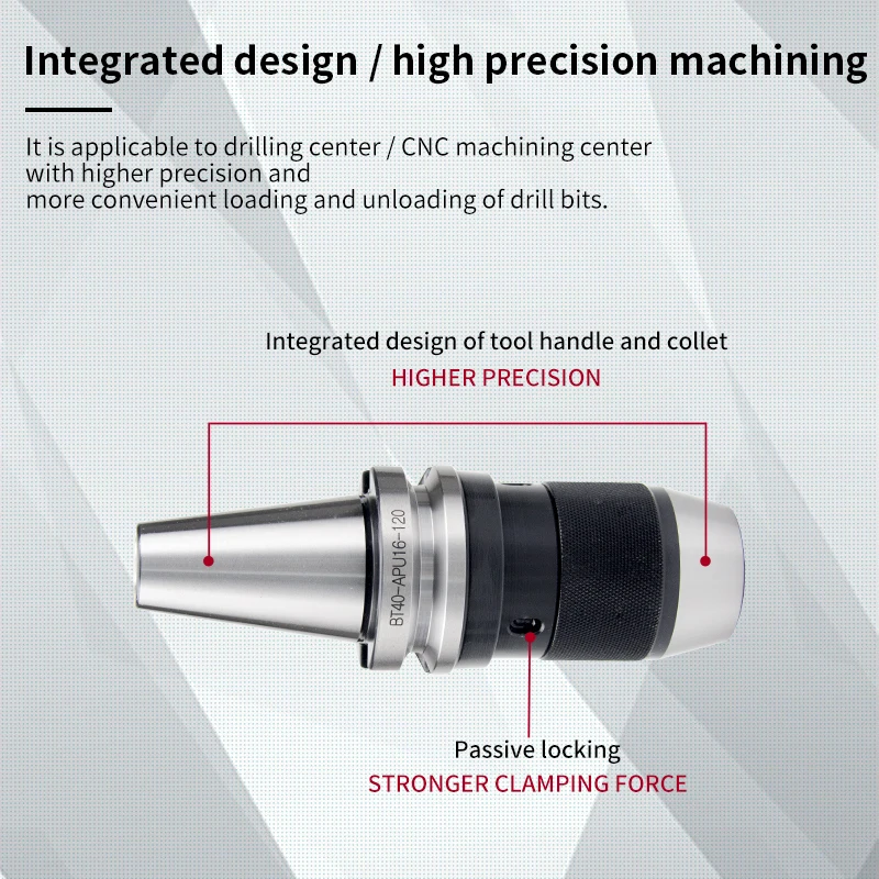 APU Integrated Self Tightening Drill Chuck Tool Handle BT30 BT40 Automatic Rotary Drill Chuck CNC Machining Center Lathe