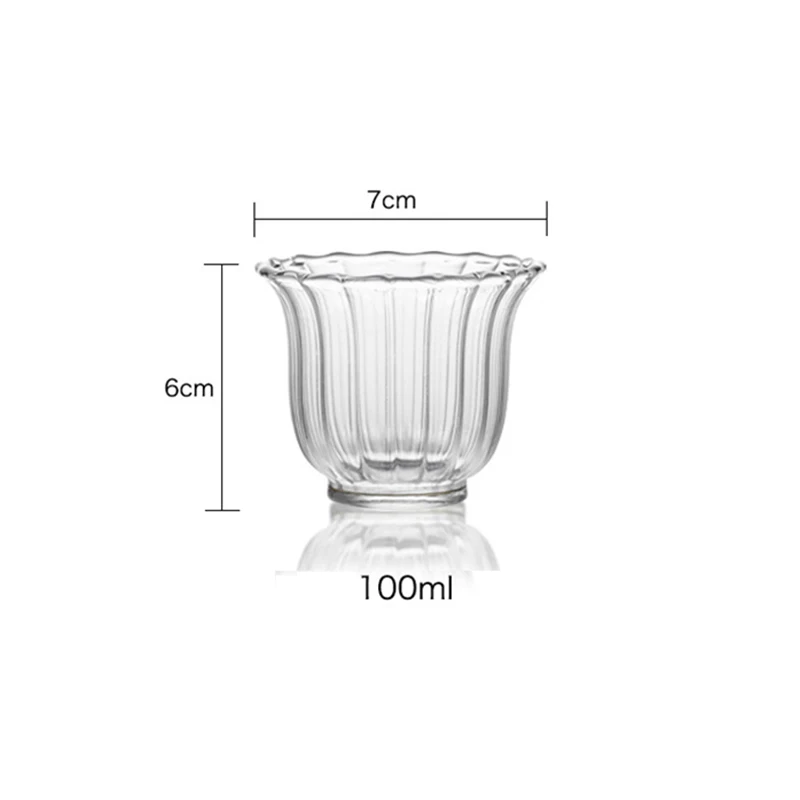 2Pcs Petal Shape Kung Fu Teacup Heat Resistant Tea Set Tea Tea Separator Japanese Style Tasting Transparent White Wine Cup