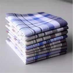 1pc Square Plaid Stripe Handkerchiefs Men Classic Vintage Pocket Pocket Cotton Towel For Wedding Party 38*38cm Random Color New