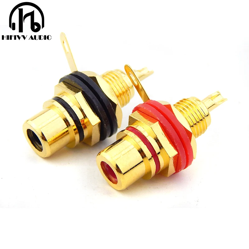 

2pcs Audio Amplifier RCA Signal Line Connector Adapter RCA Lotus Head Copper Gold Plated RCA Connector