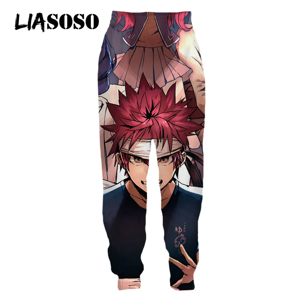 Liasoso 3d impressão anime comida guerras jogging calças de suor das mulheres dos homens respirável roupas casuais harajuku otaku moletom de grandes dimensões