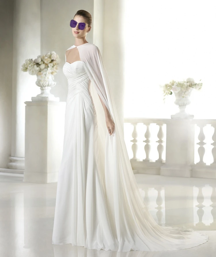 Semplici abiti da sposa da spiaggia con scialle abiti da sposa in Chiffon Vestido De Noiva Sweetheart Ivory Custom