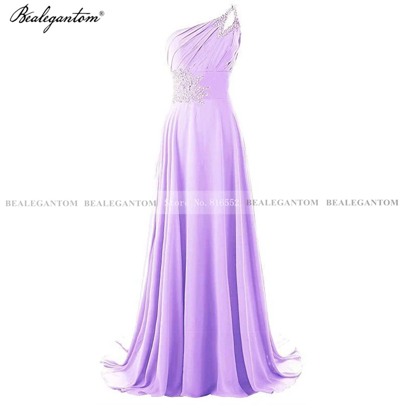 Bealegantom Elegante One Shoulder Chiffon Lange Gradiënt Prom Jurken Kralen Kanten Up Ombre Avondfeestjurken Gewaden De Soiree