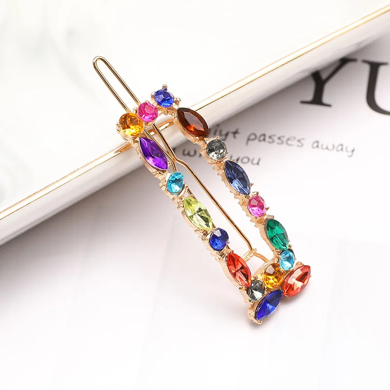 2020 New Multicolor Crystal Fashion Hairpins Women Girls Hair Clips Bobby Pin Accessories Hairgrip Hairclip Headwear Barrette
