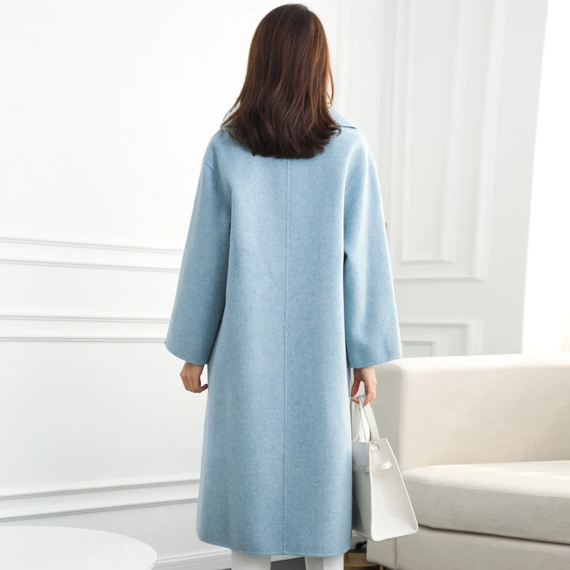 100% Natural Wool Coat Female Spring Jacket Women Long Korean Fashion Woolen Clothes Outwear Overcoat Windbreaker LWL1391