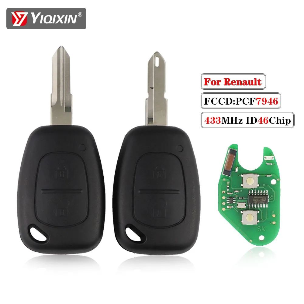 YIQIXIN Car Remote Smart Key For Renault Movano Trafic Kangoo For Vauxhall Opel Vivaro 2 Button ID46 7946 Chip NE73/VAC102 Blade