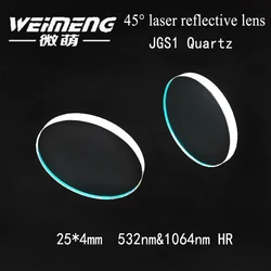 Weimeng laser mirror 25*4mm 532nm & 1064nmHR two point reflect JGS1 quartz laser reflective lens for laser cutting machine