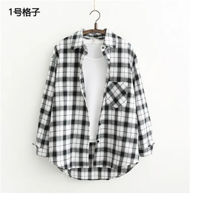 

Winter 2023 Bblusas Mujer Envio New Women's Checked Shirt Women Loose Multi-Color Long Sleeve Shirt Women Thin Coat Trend