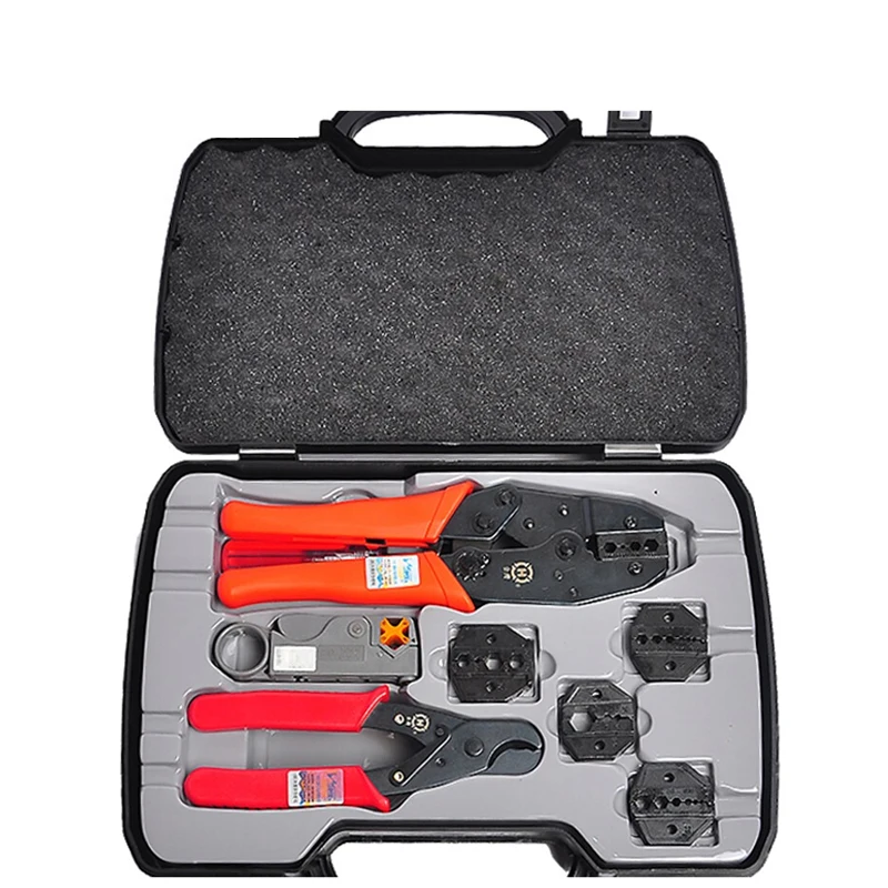 

Connect with the axial compression tool set HT-330K portable BNC coaxial terminal compression tool set